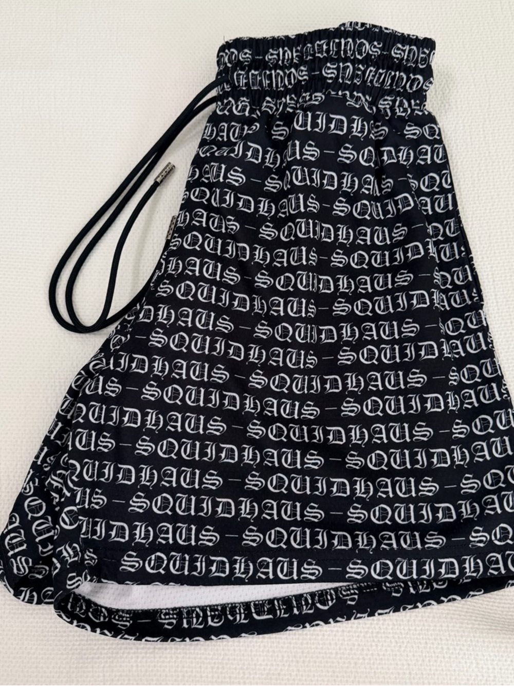 Squidhaus Shorts Men Large Black Lined All Over Print Logo Running